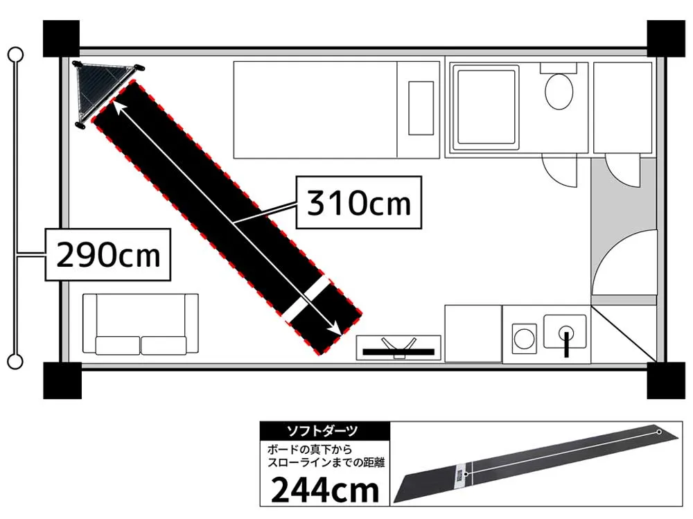 縦に足りない、横でも足りない。だったら斜めに置けばいい。
